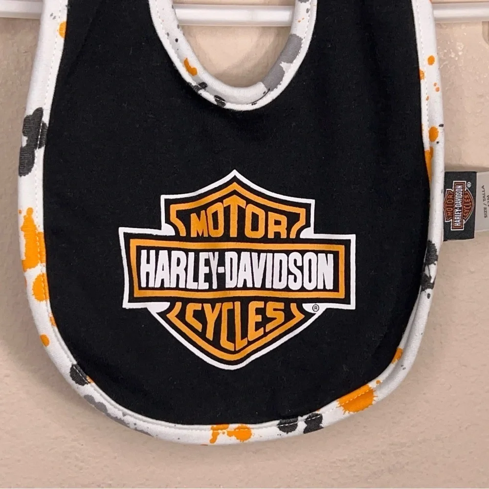 Harley Davidson Baby Bib Collectible Biker Motorcycle Gift Black Orange White